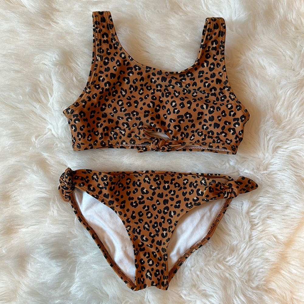 Rylee + Cru Kids Bikini - Tan Leopard Print